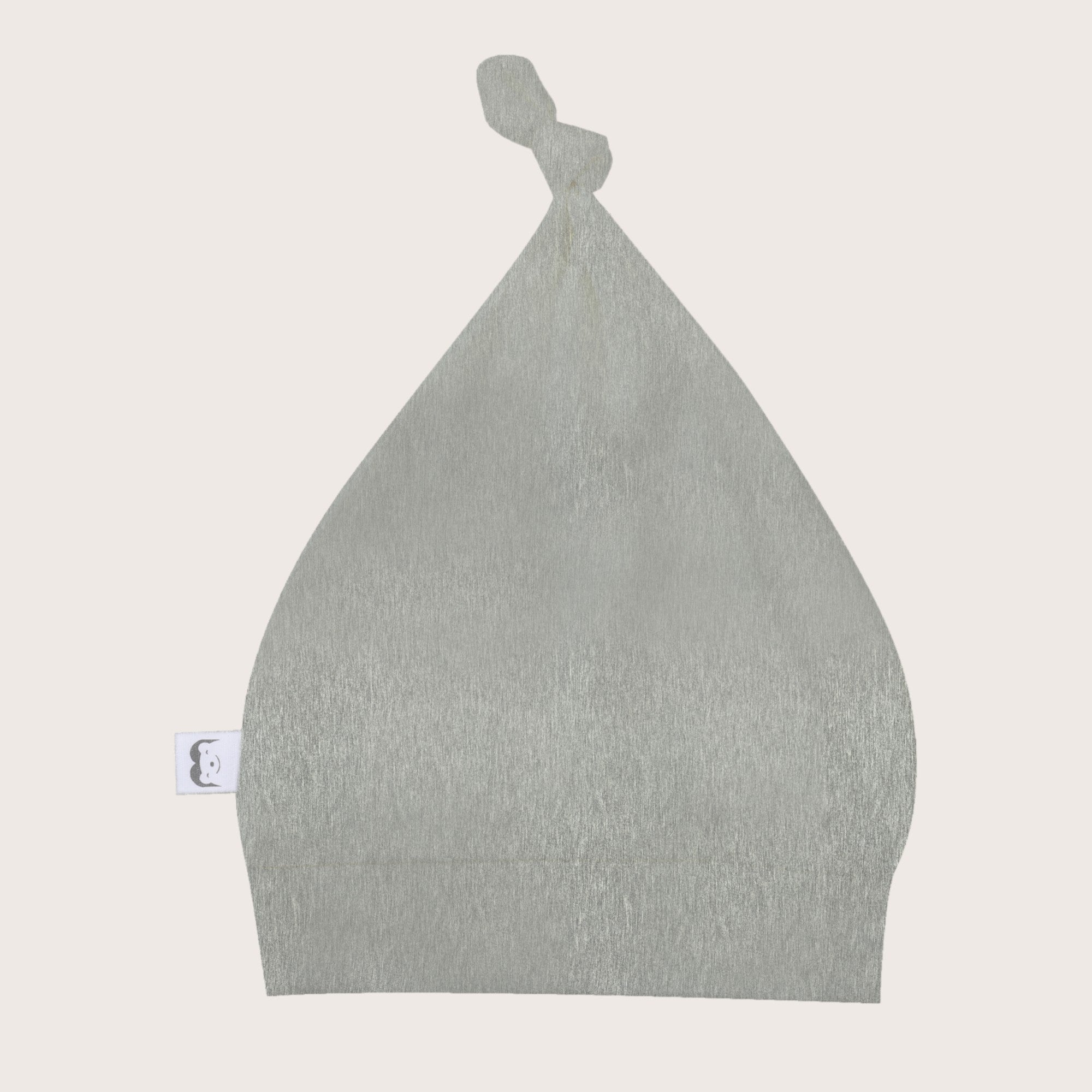 Soft, cozy bamboo knotted hat in stone grey color. Snug and stylish, perfect for newborns and infants with sensitive skin.