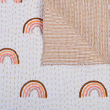 Handmade Baby & Toddler Quilted Kantha Blanket with block print boho rainbow design