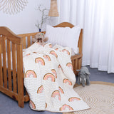 Handmade Baby & Toddler Quilted Kantha Blanket with block print boho rainbow design