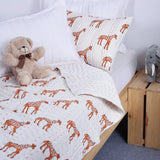 Handmade Baby & Toddler Quilted Kantha Blanket with block print giraffe design