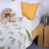Handmade Baby & Toddler Quilted Kantha Blanket with block print cactus design
