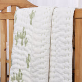 Handmade Baby & Toddler Quilted Kantha Blanket with block print cactus design
