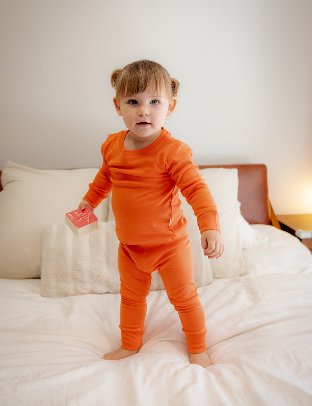 Baby Wearing Bamboo & Organic Cotton Pajama Set in Flare Orange Color