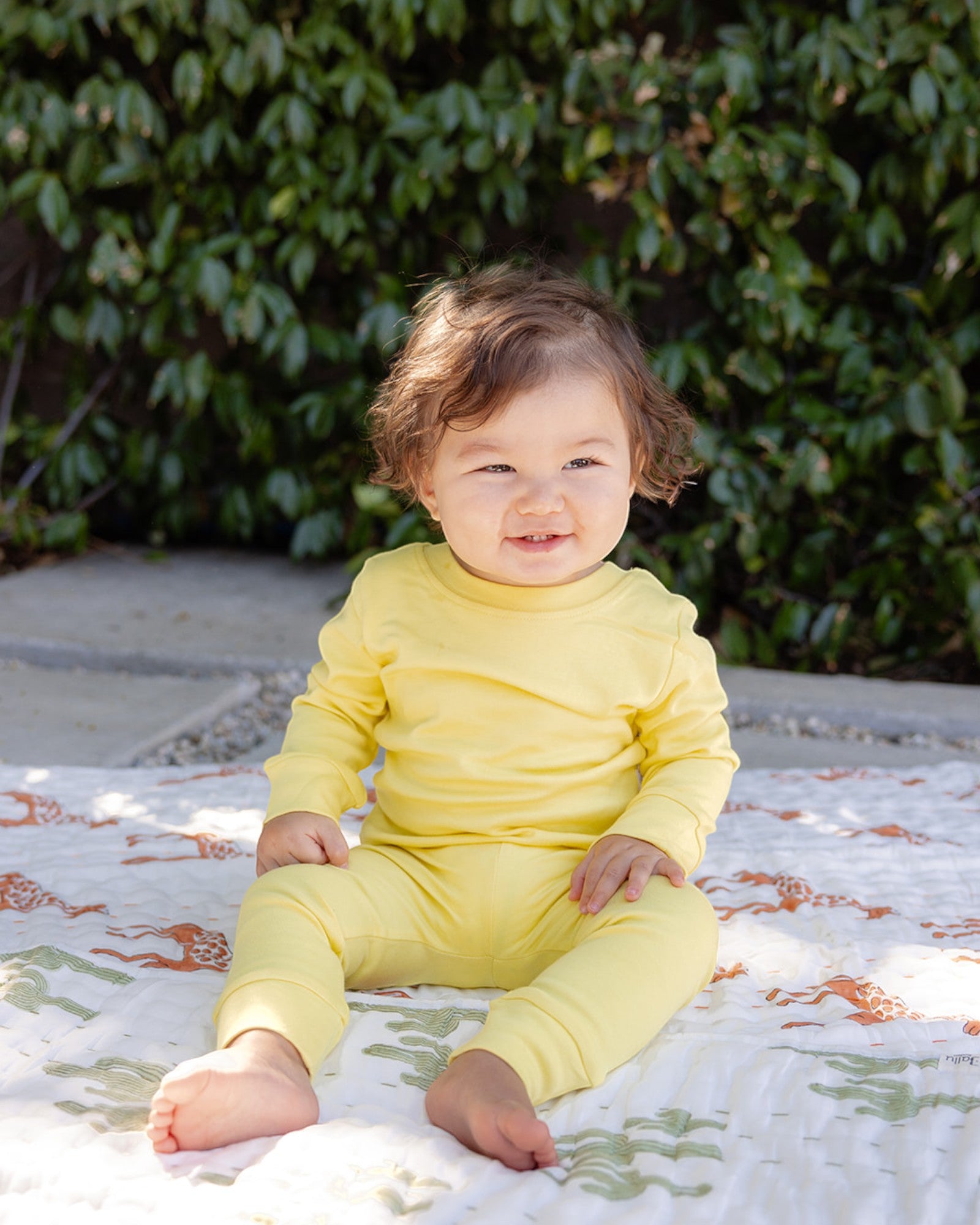 Baby Wearing Bamboo & Organic Cotton Pajama Set in Daffodil Yellow Color