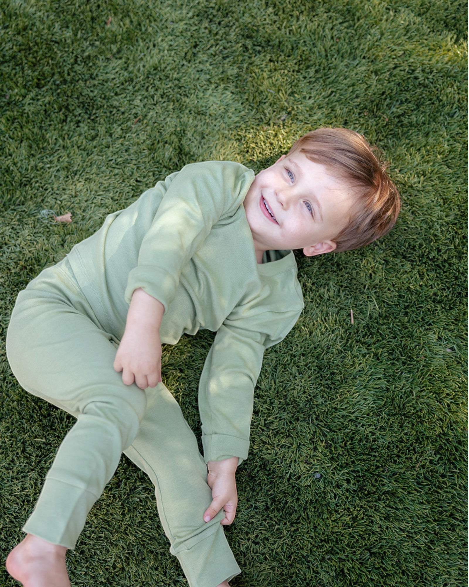 Baby Wearing Bamboo & Organic Cotton Pajama Set in Sage Green Color