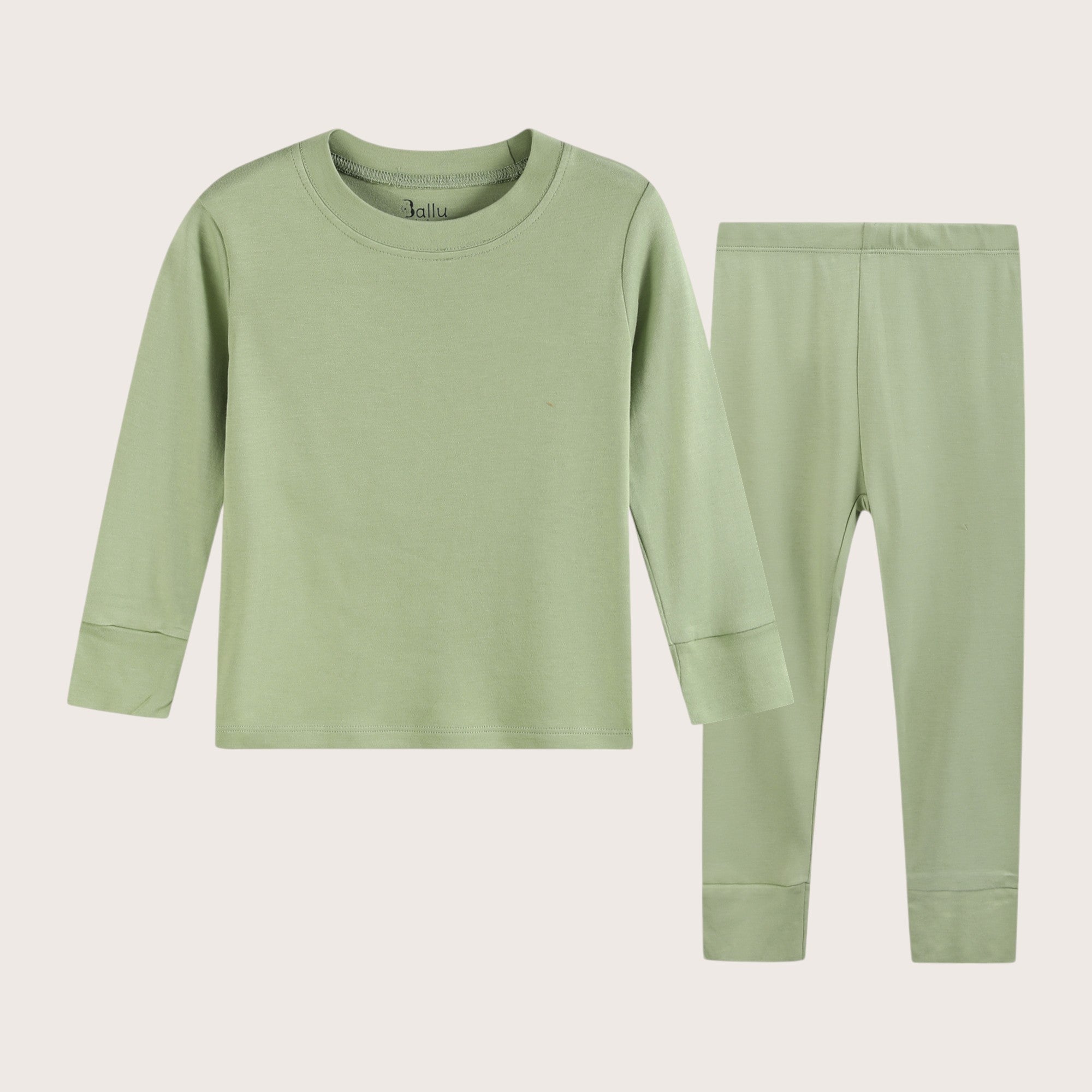 Bamboo & Organic Cotton Pajama Set for Kids, Babies and Toddlers in Sage Green Color