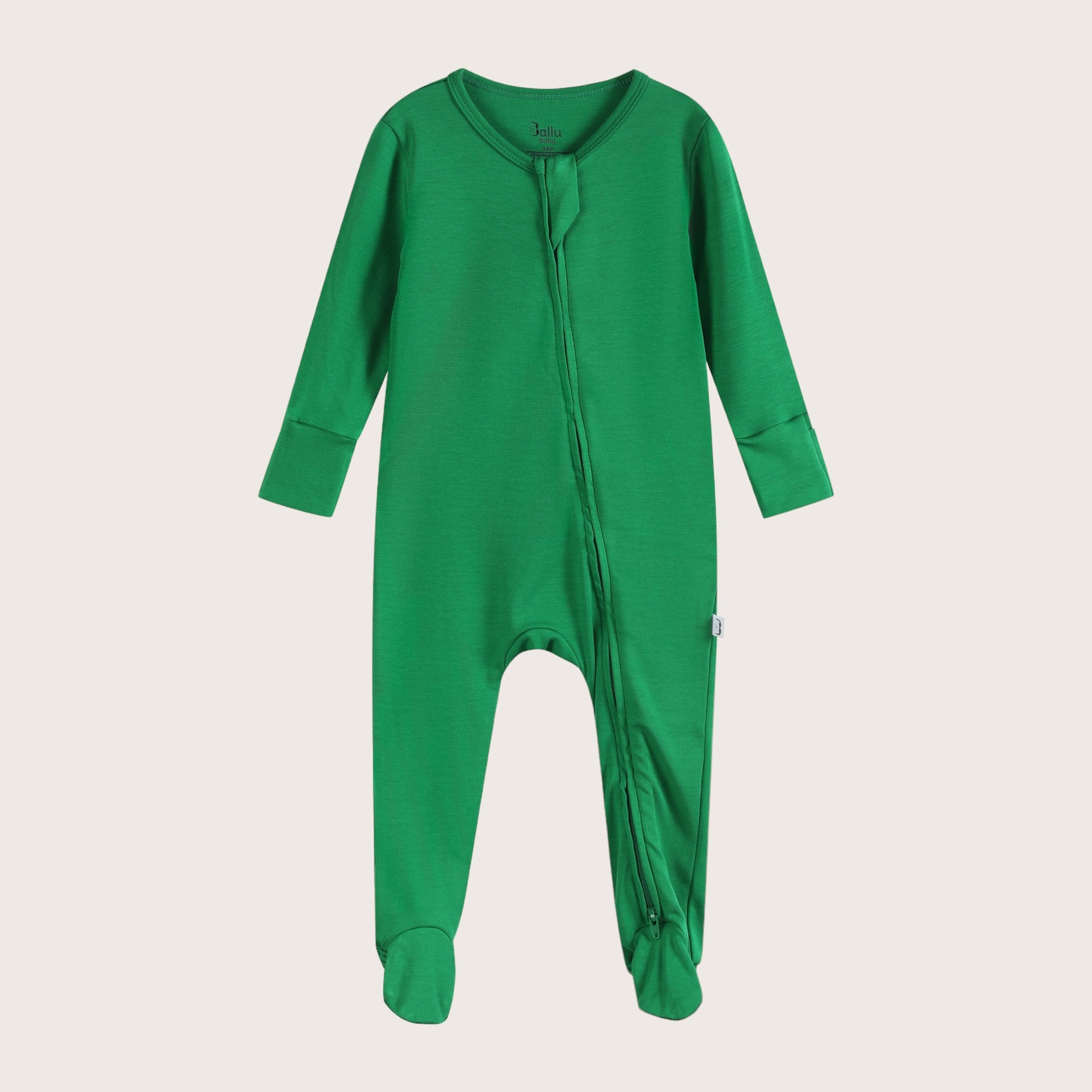 Soft Stretchy Bamboo Cotton Baby Footies with Magnetic Fasteners for Sensitive Skin - Forest Green