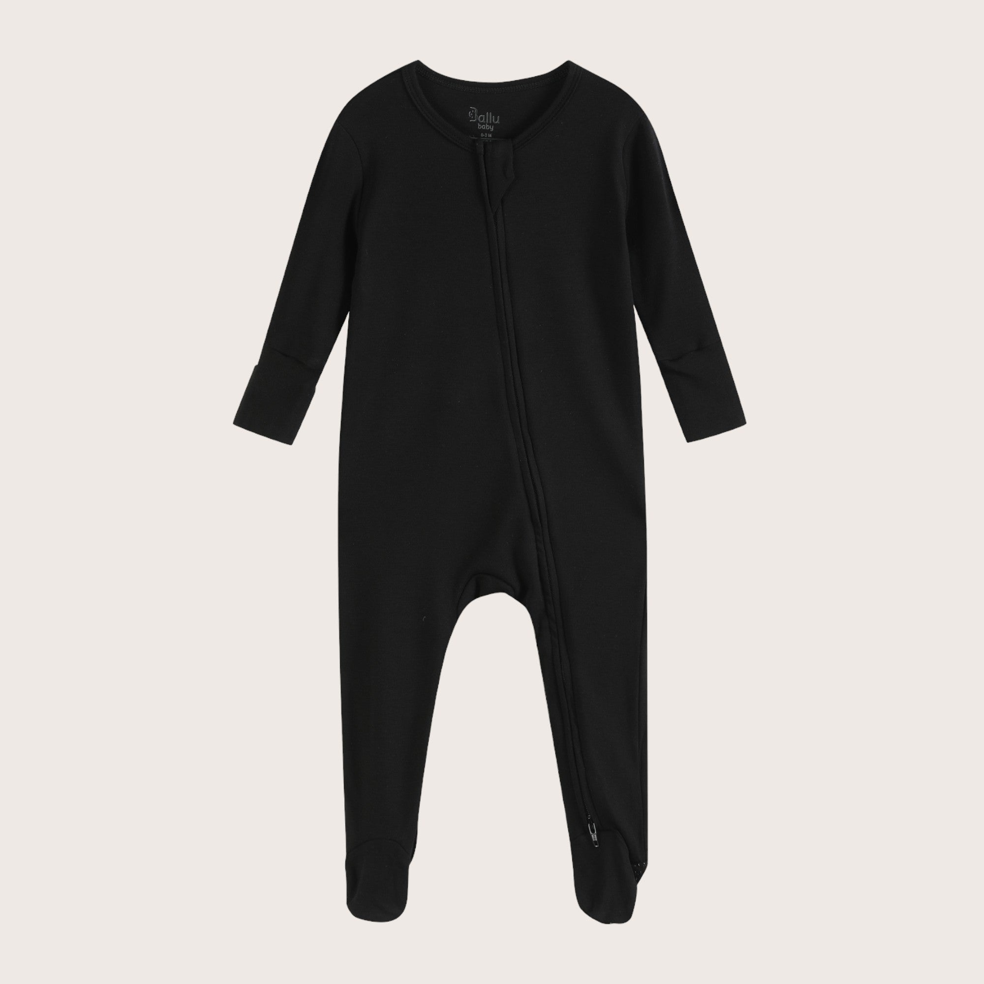 Soft Stretchy Bamboo Cotton Baby Footies with Magnetic Fasteners for Sensitive Eczema Prone Skin - Midnight Black Color