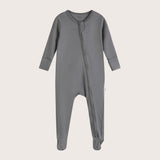 Soft Stretchy Bamboo Cotton Baby Footies with Magnetic Fasteners for Sensitive Eczema Prone Skin - Slate Color
