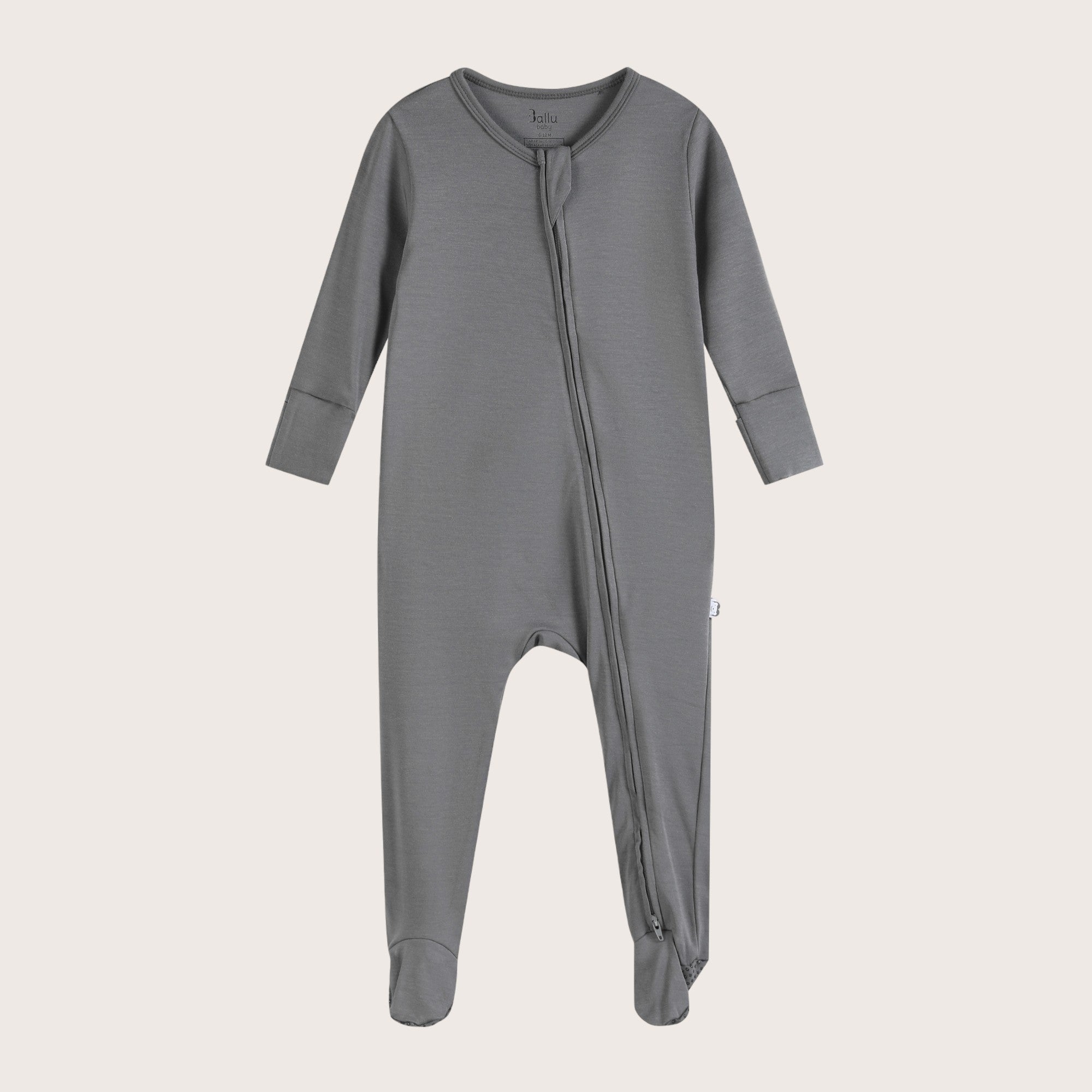 Soft Stretchy Bamboo Cotton Baby Footies with Magnetic Fasteners for Sensitive Eczema Prone Skin - Slate Color