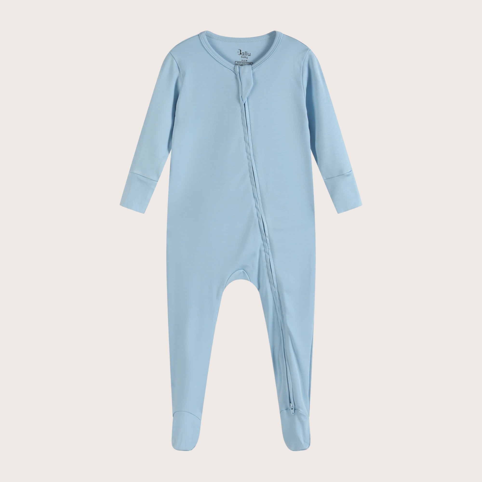 Soft Stretchy Bamboo Cotton Baby Footies with Magnetic Fasteners for Sensitive Eczema Prone Skin - Wave Blue Color
