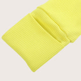 Ribbed bamboo zipper romper in lemon yellow color featuring fold over mittens