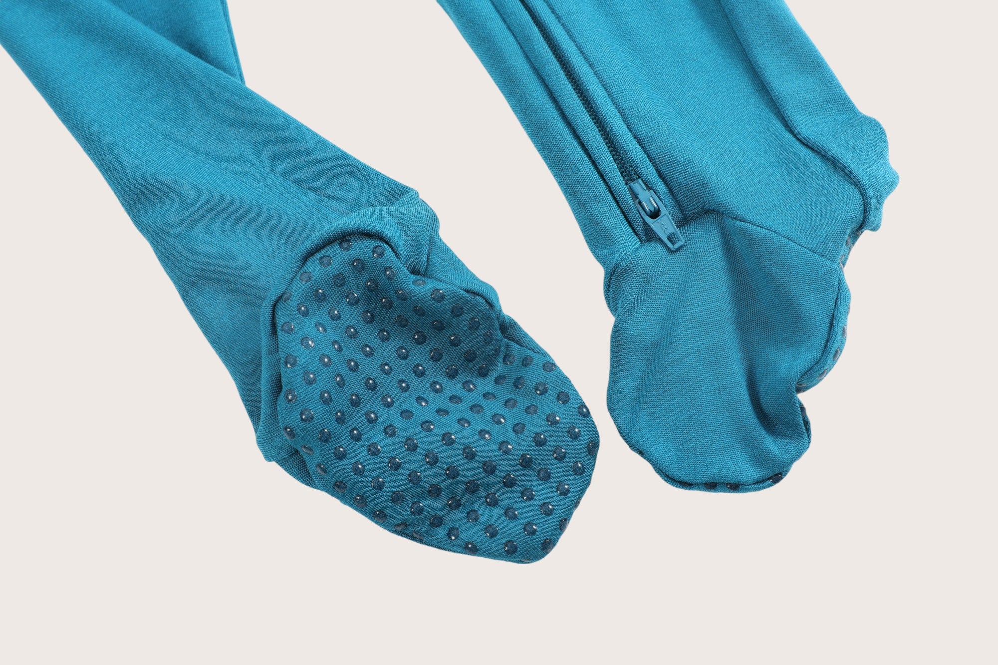 Soft Stretchy Bamboo Cotton Baby Footies with Magnetic Bum Flap and fold over mittens and foot grips