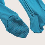 Soft Stretchy Bamboo Cotton Baby Footies with Magnetic Bum Flap and fold over mittens and foot grips