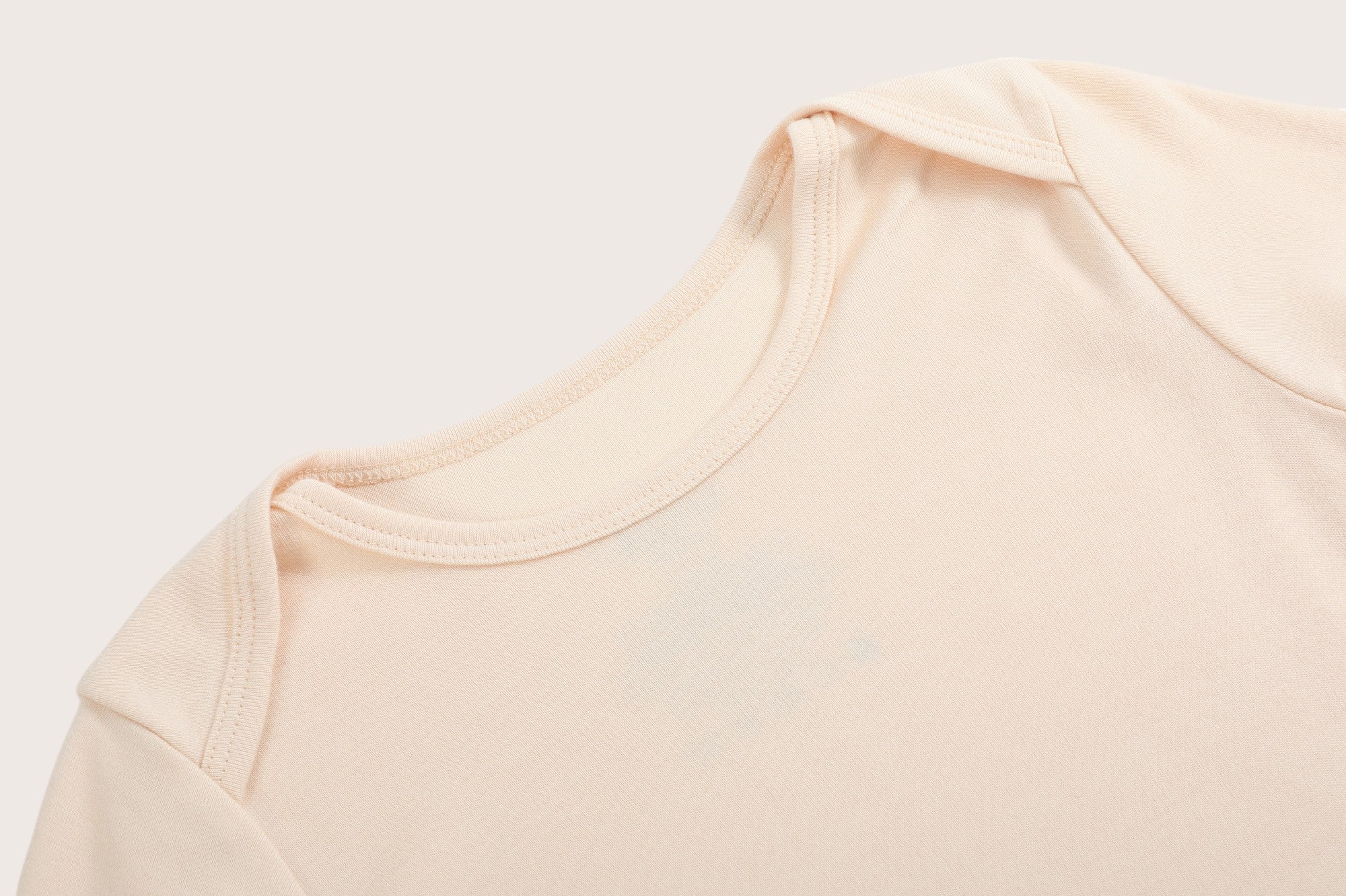Bamboo & Organic Cotton Baby Bodysuit and Onesie in light almond beige color
