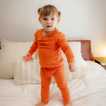 Baby Wearing Bamboo & Organic Cotton Pajama Set in Flare Orange Color 