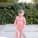 Baby Wearing Bamboo & Organic Cotton Pajama Set in Coral Pink Color