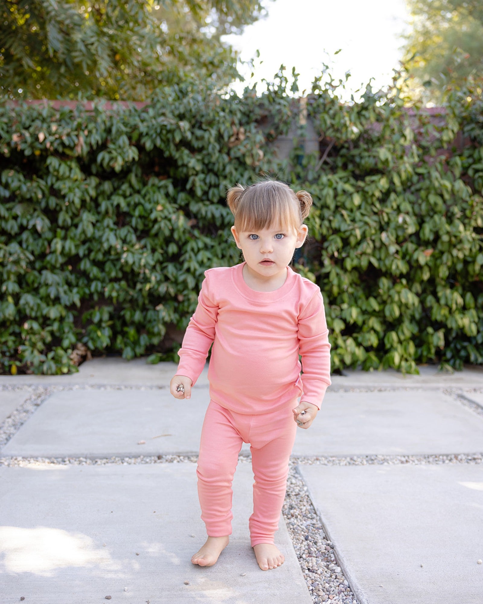 Baby Wearing Bamboo & Organic Cotton Pajama Set in Coral Pink Color