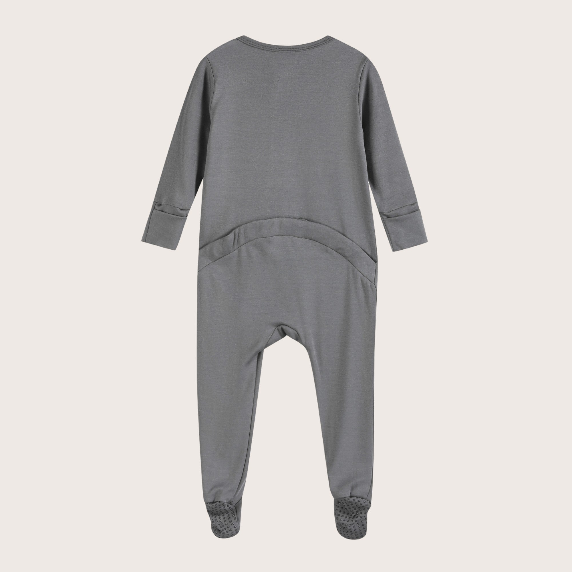 Soft Stretchy Bamboo Cotton Baby Footies with Magnetic Bum Flap for easy diaper checks on the go - Slate Grey