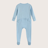 Soft Stretchy Bamboo Cotton Baby Footies with Magnetic Fasteners for Sensitive Eczema Prone Skin - Wave Blue